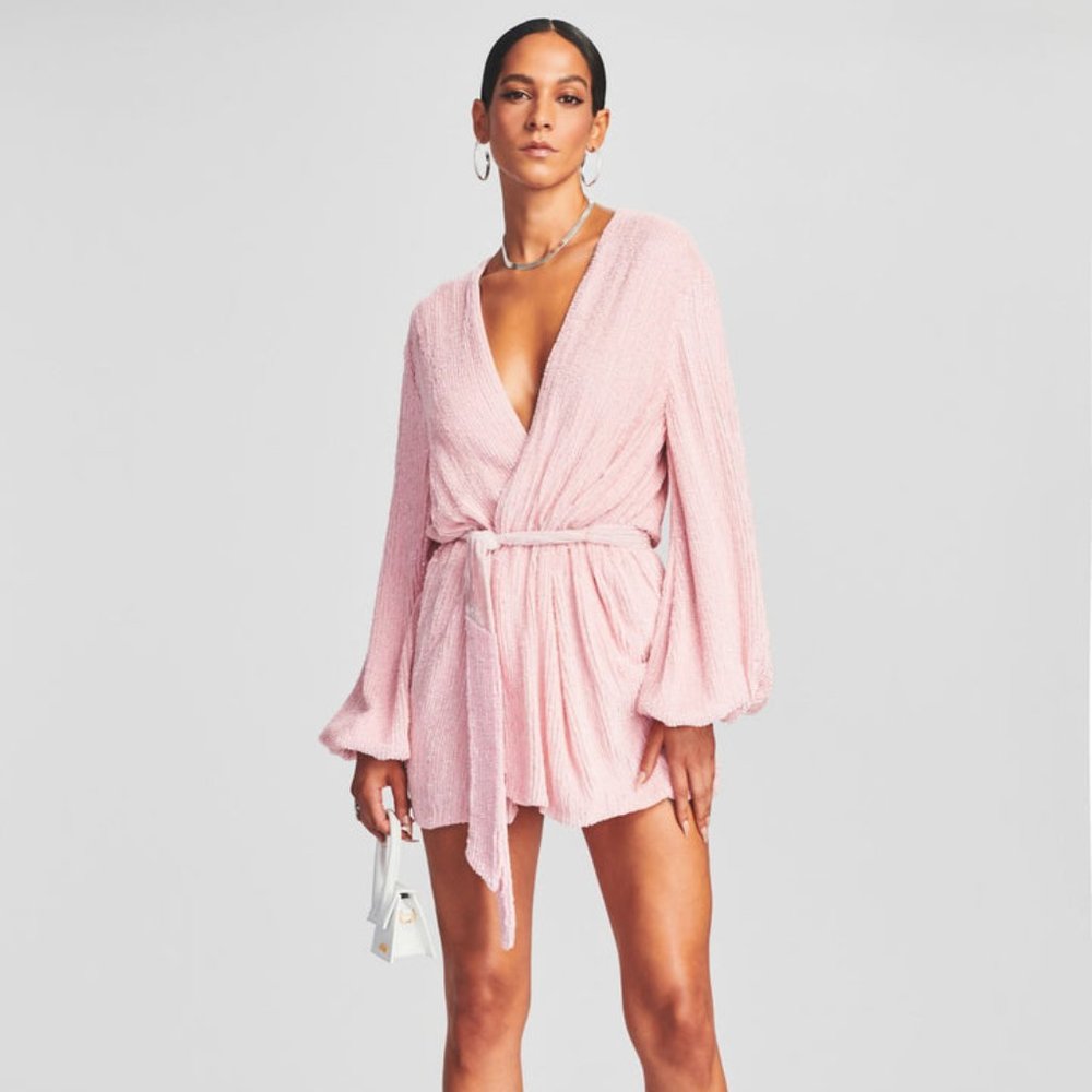 NEW Retrofete Gabrielle Robe Dress, Short/Mini, Baby Pink, Size XS